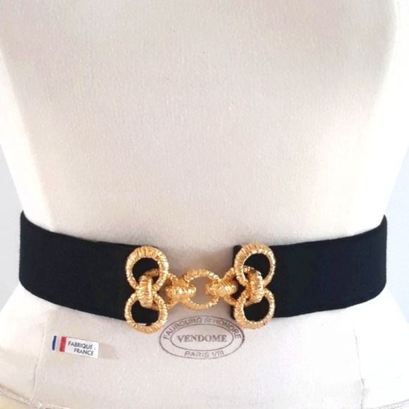 Ben Reig vintage gold link leather backed fabric belt 12 - Picture 1 of 11